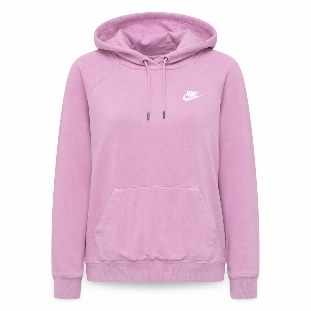 Front view of Nike Women Pink Pullover Hoodie Small Cotton Blend Casual