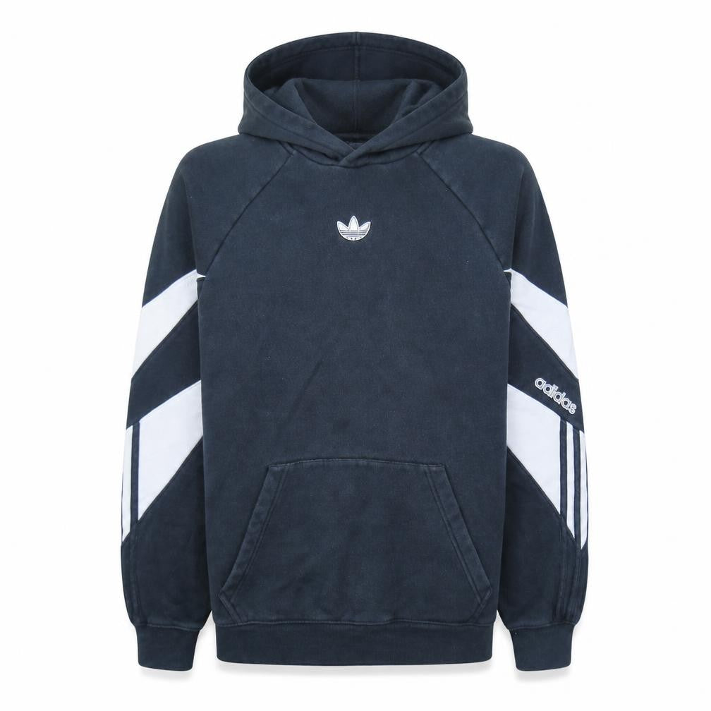 Front view of Adidas Men's Black Pullover Hoodie Small Logo Fleece Sweatshirt