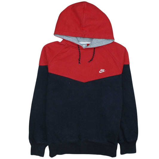 Nike Men's Red and Blue Pullover Hoodie Medium Fleece Sportswear