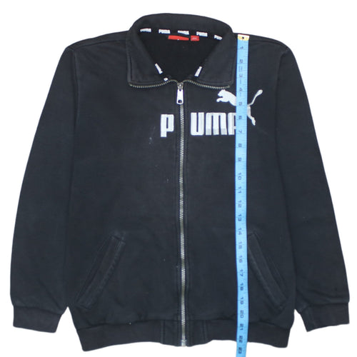 Puma Teens Black Full Zip Sweatshirt Size 12 Collared Logo Fleece