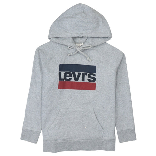 Levi's Men's Grey Pullover Hoodie Medium Logo Fleece Jumper