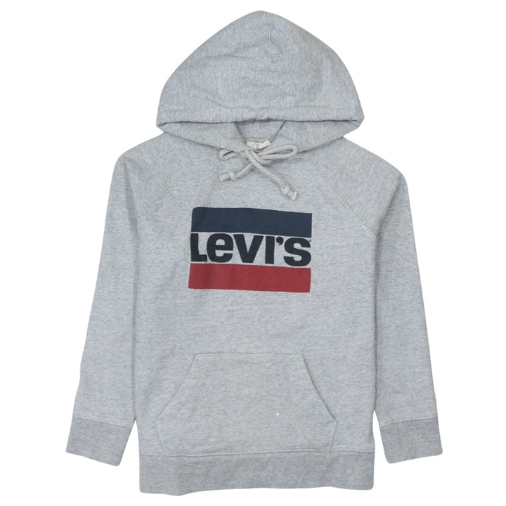 Levi's Men's Grey Pullover Hoodie Medium Logo Fleece Jumper