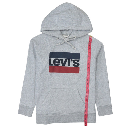 Levi's Men's Grey Pullover Hoodie Medium Logo Fleece Jumper