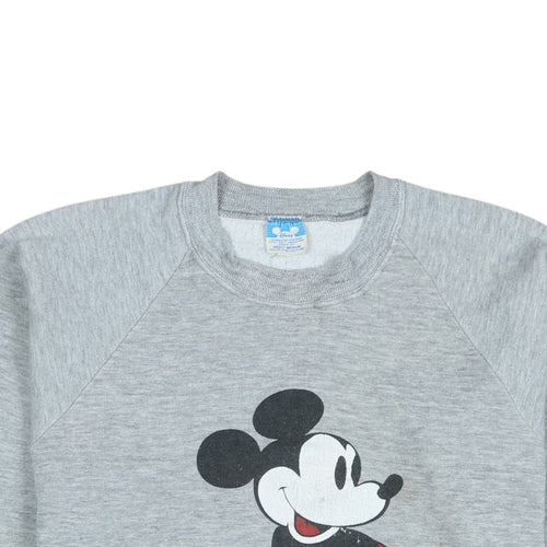 Disney Women Grey Mickey Mouse Pullover Sweatshirt Medium
