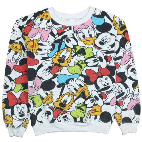 Disney Mickey & Friends Womens White Multicoloured Pullover Sweatshirt XS