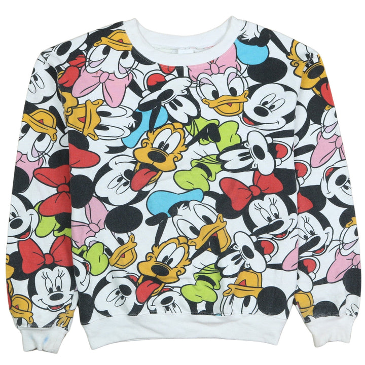 Disney Mickey & Friends Womens White Multicoloured Pullover Sweatshirt XS