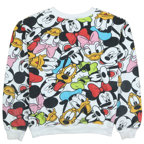 Disney Mickey & Friends Womens White Multicoloured Pullover Sweatshirt XS