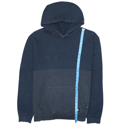 Quiksilver Men's Blue Pullover Hoodie 2XL Logo Fleece Sweatshirt