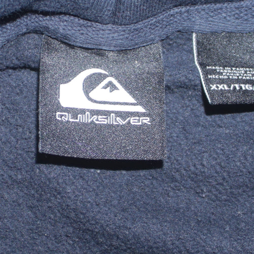 Quiksilver Men's Blue Pullover Hoodie 2XL Logo Fleece Sweatshirt