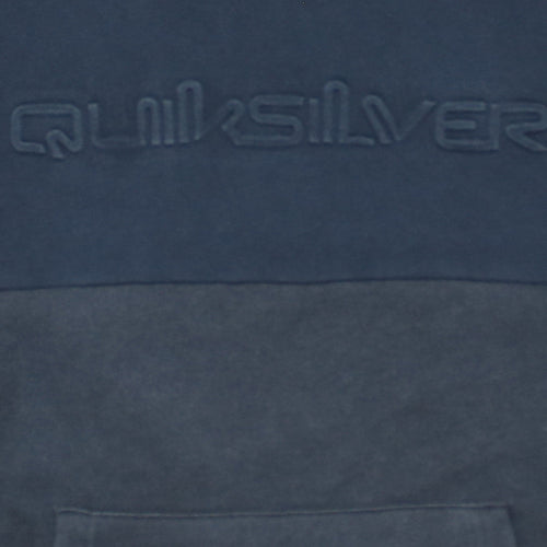 Quiksilver Men's Blue Pullover Hoodie 2XL Logo Fleece Sweatshirt