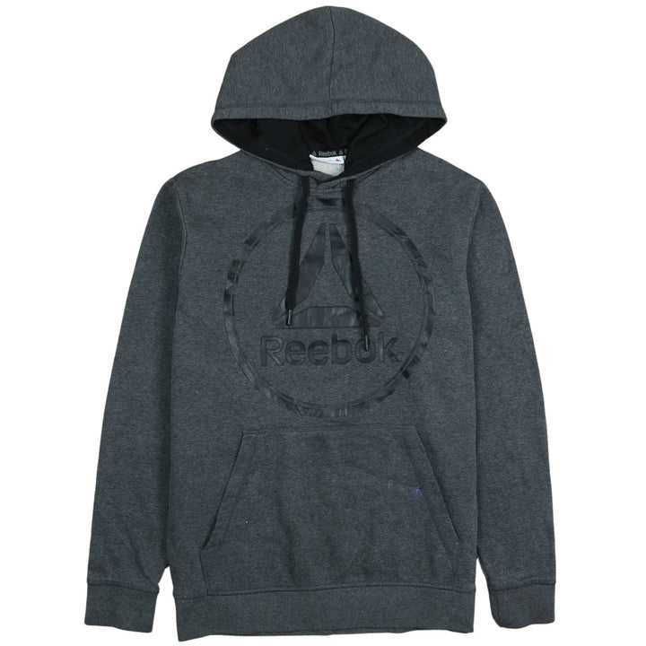 Reebok Men's Grey Pullover Hoodie Small Fleece Lined Logo Sweatshirt