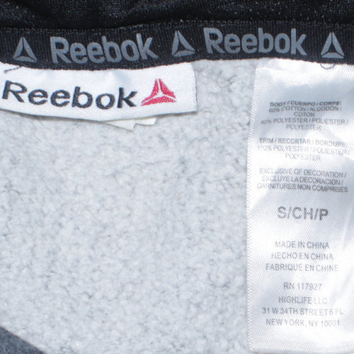 Reebok Men's Grey Pullover Hoodie Small Fleece Lined Logo Sweatshirt