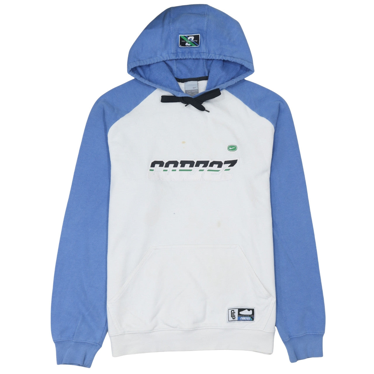 Nike Mens White Blue Hoodie Pullover Cortez Graphic Print M