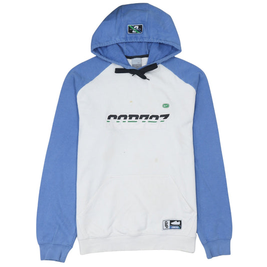 Nike Mens White Blue Hoodie Pullover Cortez Graphic Print M
