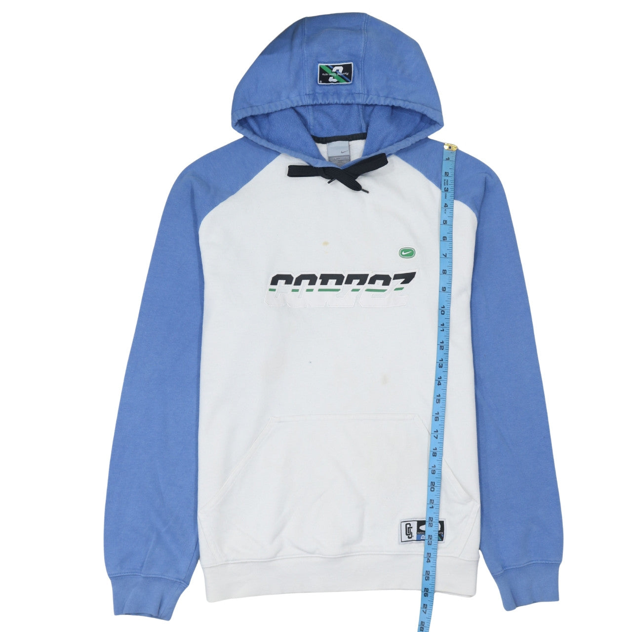 Nike Mens White Blue Hoodie Pullover Cortez Graphic Print M