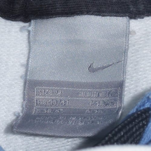 Nike Mens White Blue Hoodie Pullover Cortez Graphic Print M