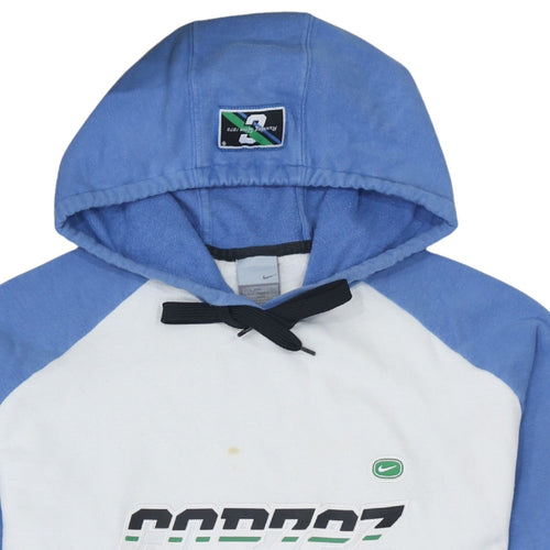 Nike Mens White Blue Hoodie Pullover Cortez Graphic Print M