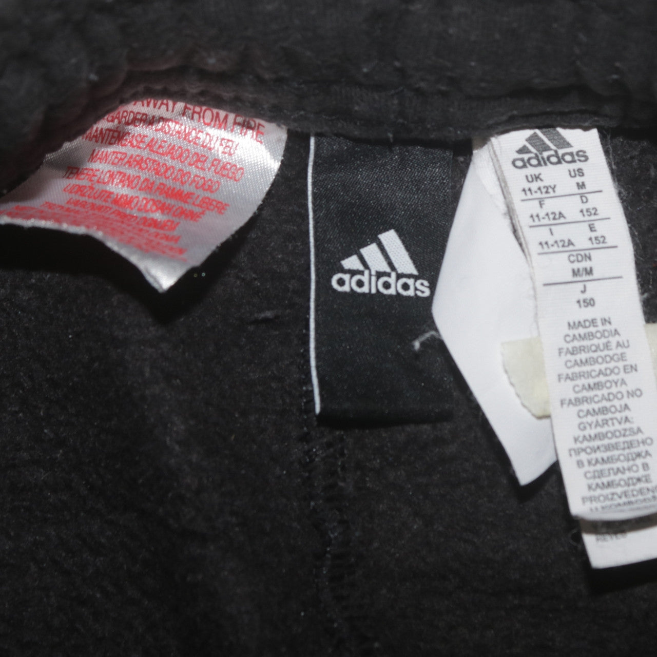 Adidas Boys Black Blue Jogger Sweatpants Size 11-12 Years Elastic Waist