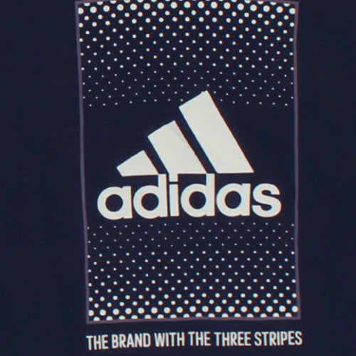 Adidas Boys Blue Pullover Hoodie 14 Years Regular Fit Graphic Print