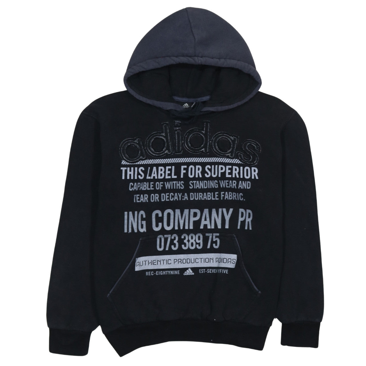 Adidas Mens Black Pullover Hoodie M Sports Fleece Sweatshirt