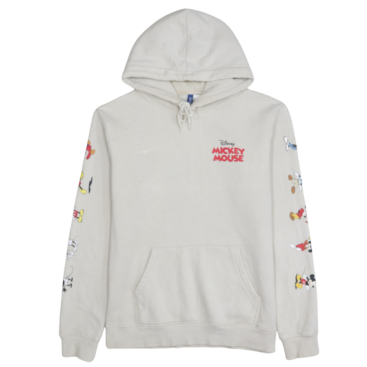H&M Disney Mickey Mouse Beige Hoodie Women S Pullover Cotton Blend