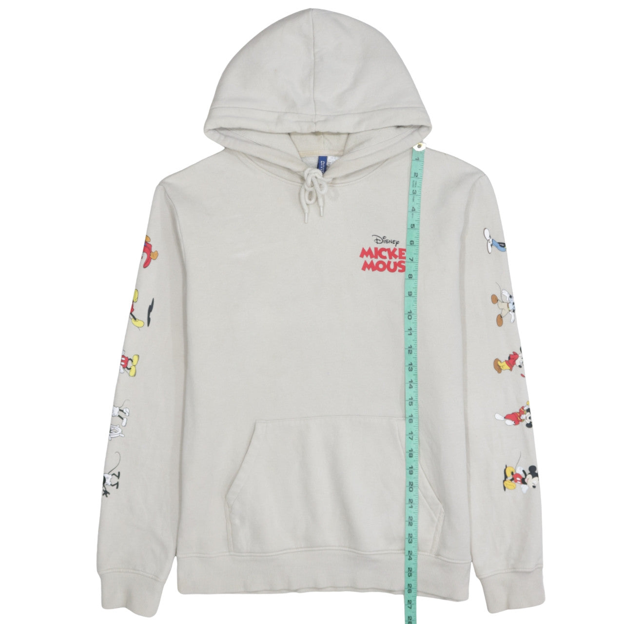 H&M Disney Mickey Mouse Beige Hoodie Women S Pullover Cotton Blend
