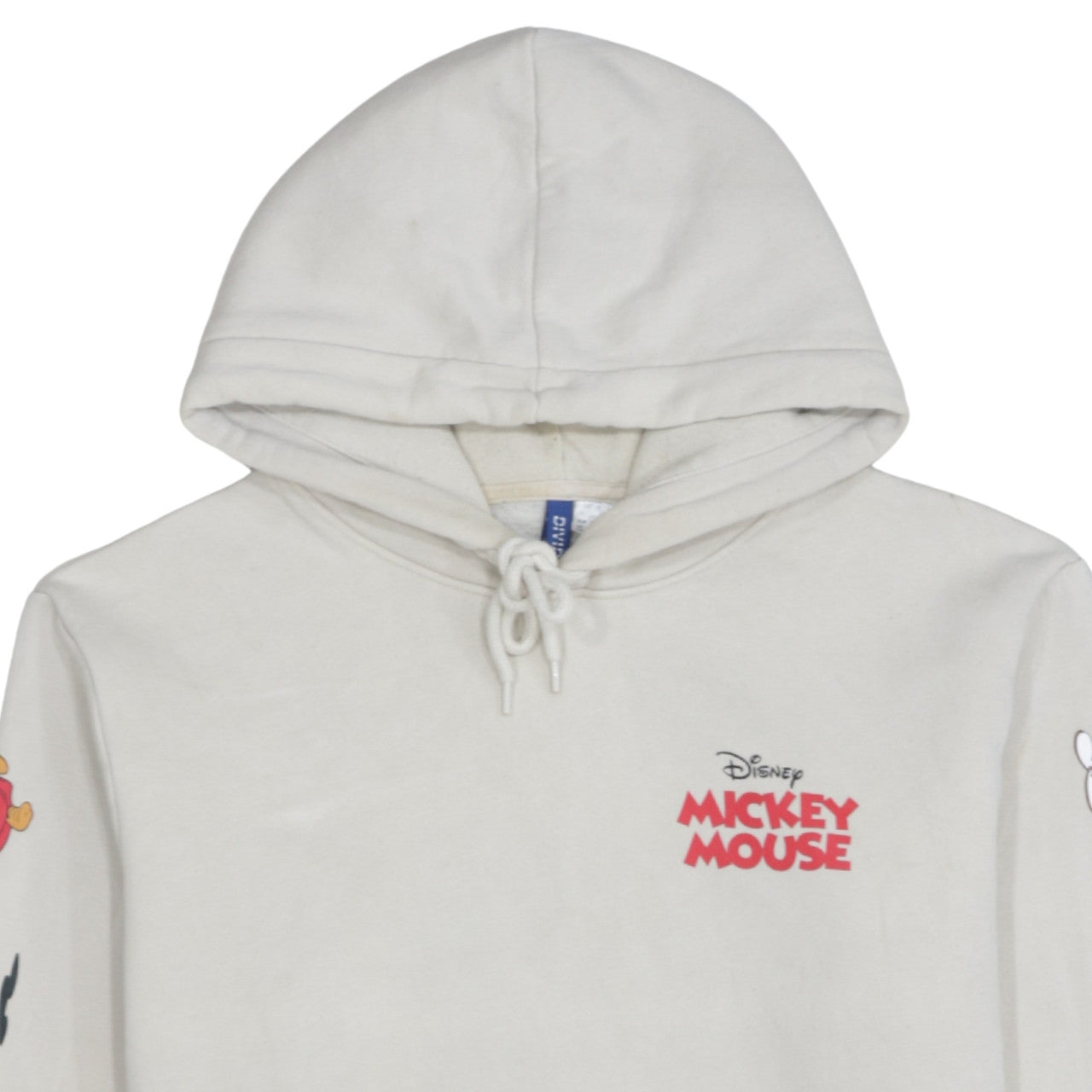 H&M Disney Mickey Mouse Beige Hoodie Women S Pullover Cotton Blend