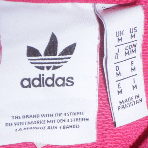 Adidas Women Pink Pullover Hoodie Medium Hooded Cotton Blend Casual
