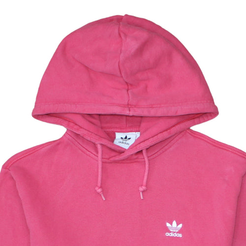 Adidas Women Pink Pullover Hoodie Medium Hooded Cotton Blend Casual