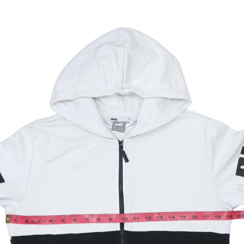 Puma Boys Black & White Full Zip Hoodie 13-14 Years Cotton Blend Sportswear
