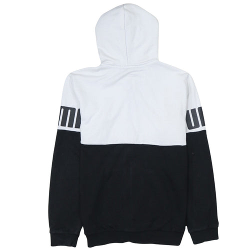 Puma Boys Black & White Full Zip Hoodie 13-14 Years Cotton Blend Sportswear