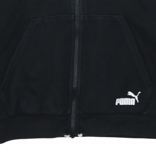 Puma Boys Black & White Full Zip Hoodie 13-14 Years Cotton Blend Sportswear