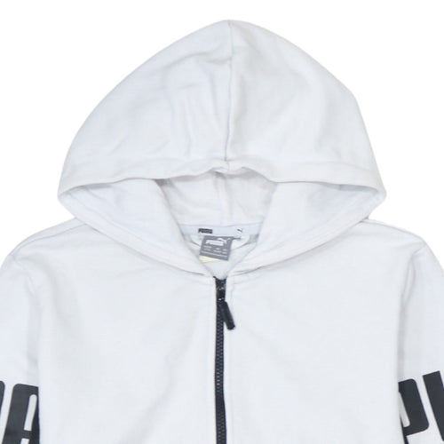 Puma Boys Black & White Full Zip Hoodie 13-14 Years Cotton Blend Sportswear