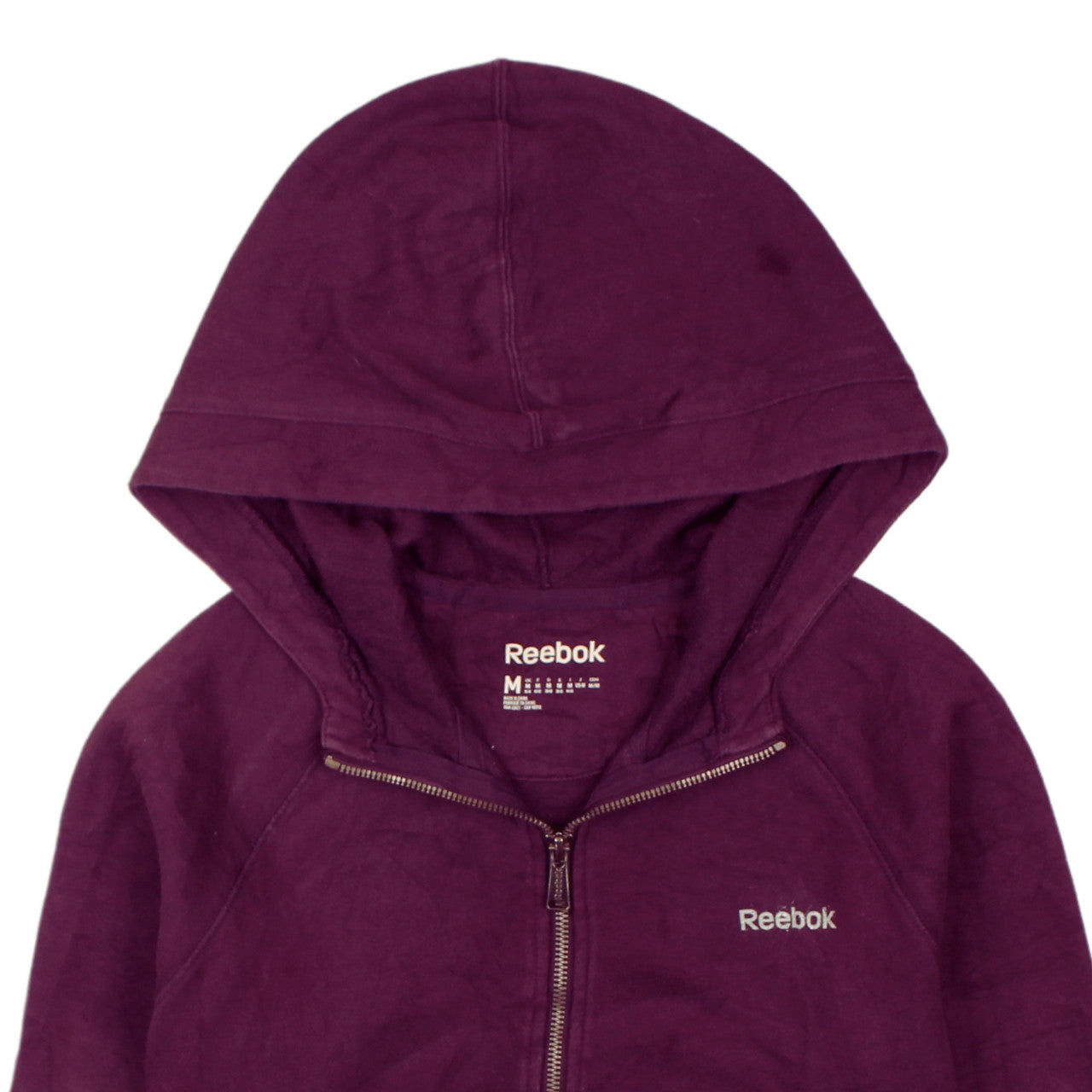 Reebok Womens Purple Full Zip Hoodie Medium Cotton Blend