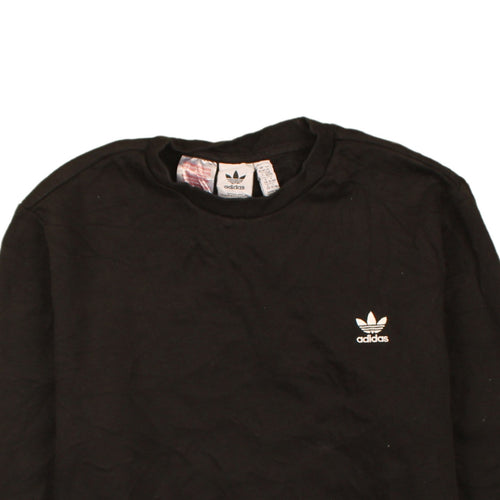 Adidas Boys Black Crew Neck Pullover Sweatshirt 15-16 Years Fleece Logo