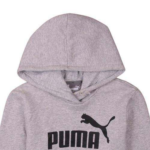 Puma Women's Grey Hoodie Size 10 Pullover Classic Logo Sweatshirt