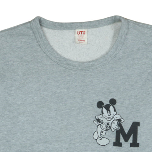 Uniqlo Disney Mickey Mouse Grey Sweatshirt Men M Crew Neck Pullover