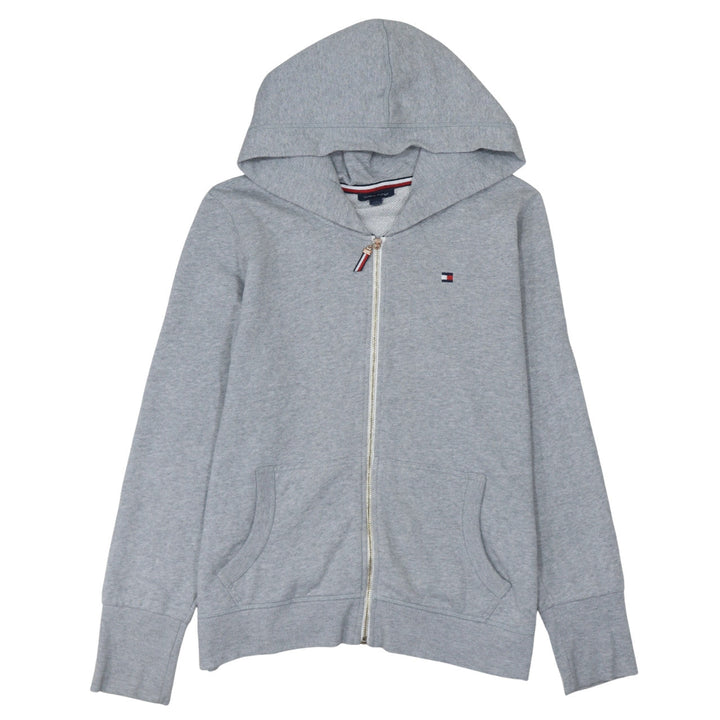 Tommy Hilfiger Women Grey Full Zip Hoodie Size L Cotton Blend