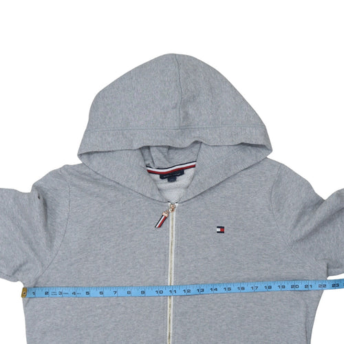 Tommy Hilfiger Women Grey Full Zip Hoodie Size L Cotton Blend