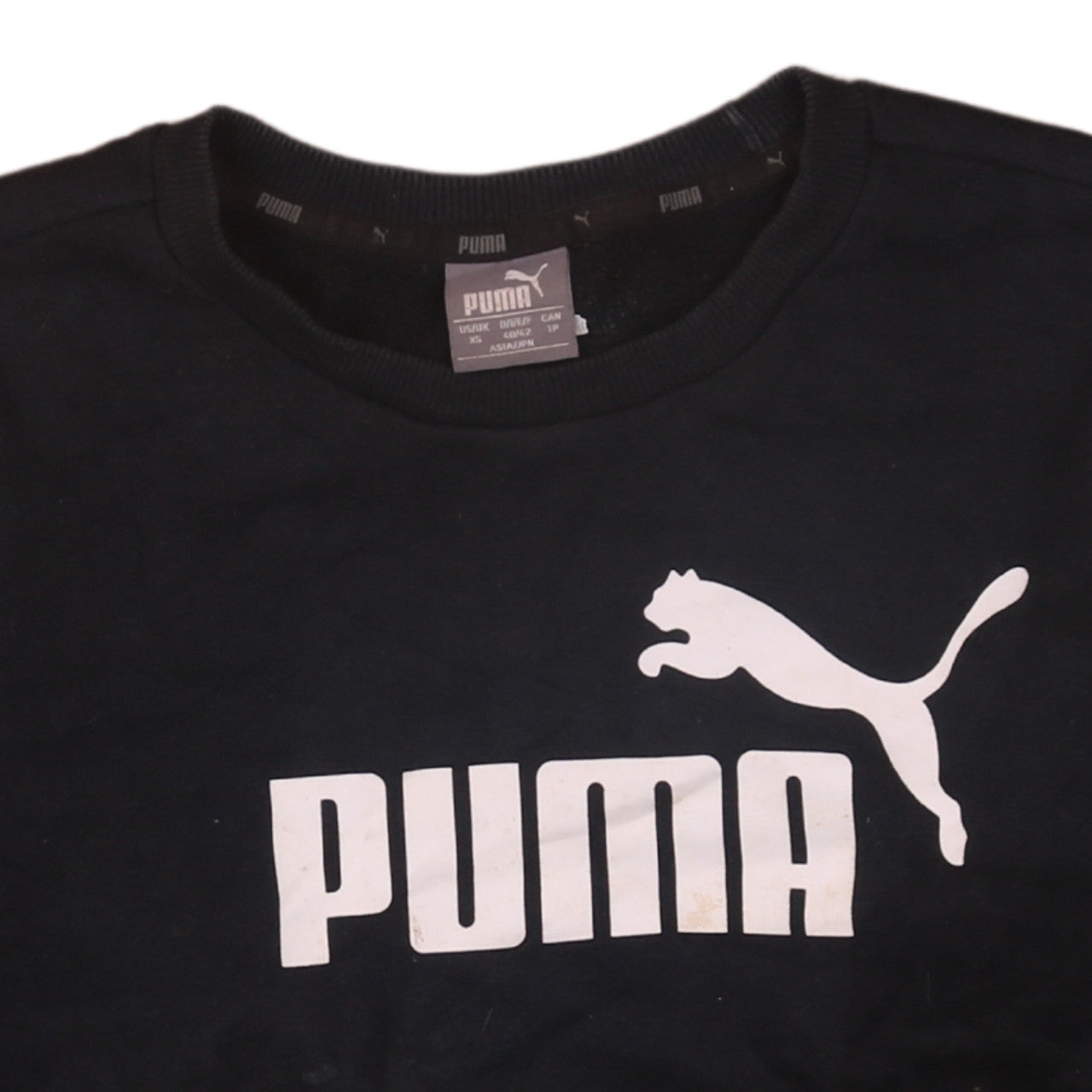 Puma Men's Black XS Crew Neck Logo Pullover Sweatshirt