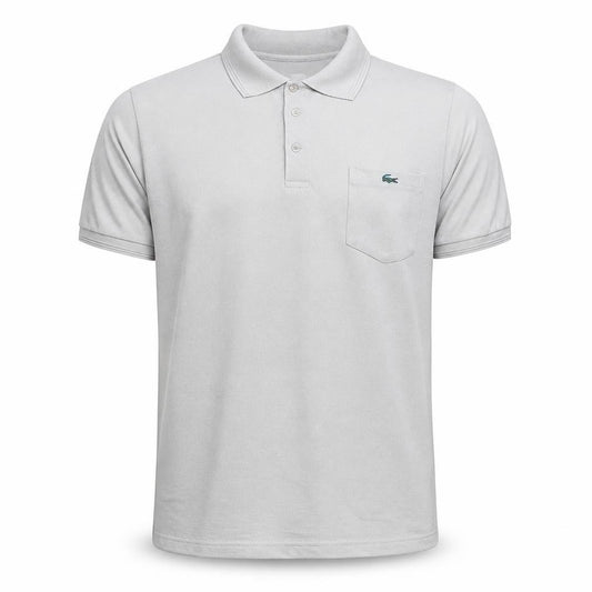 Front view of Vintage Lacoste Men's Beige Short Sleeve Cotton Polo Shirt M