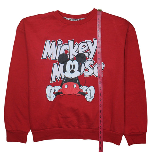 Disney Womens Red Mickey Mouse Pullover Sweatshirt Size 12/14