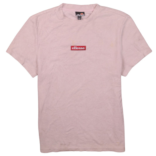 Ellesse Womens Pink Cotton Crew Neck Short Sleeve T-Shirt UK 10