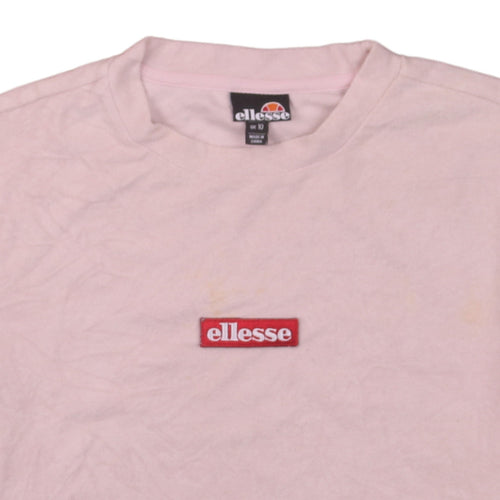 Ellesse Womens Pink Cotton Crew Neck Short Sleeve T-Shirt UK 10