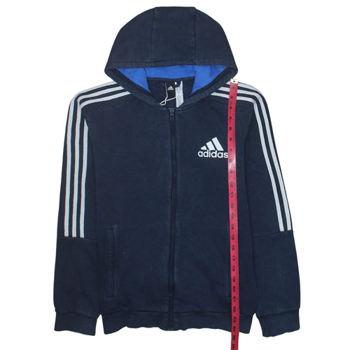Adidas Mens Blue Full Zip Hooded Sweatshirt Hoodie Size M
