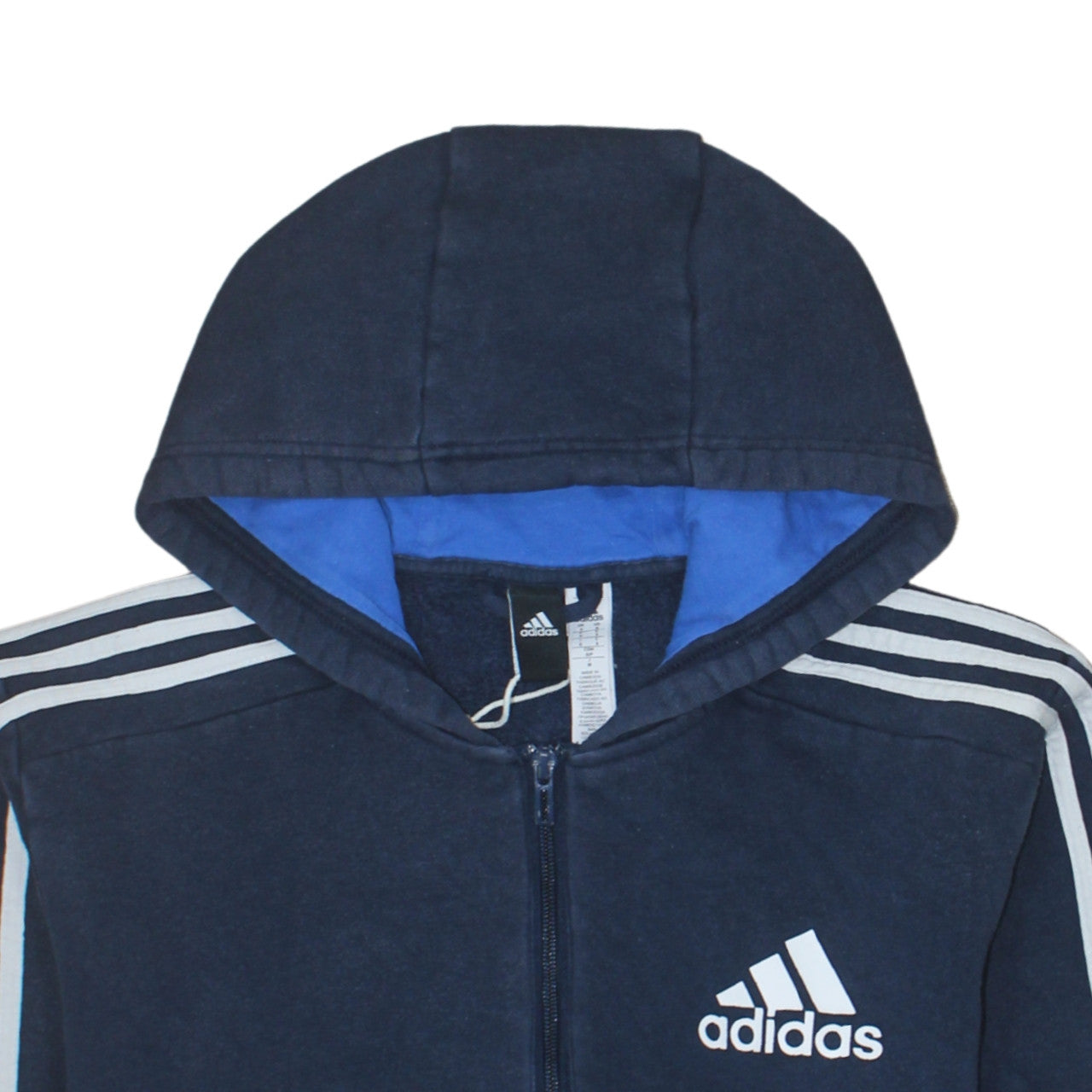 Adidas Mens Blue Full Zip Hooded Sweatshirt Hoodie Size M