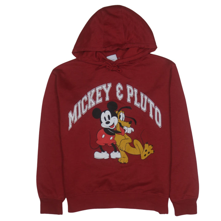 Disney Women Red Mickey & Pluto Pullover Hoodie Size S