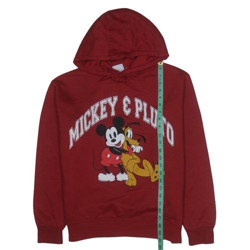 Disney Women Red Mickey & Pluto Pullover Hoodie Size S