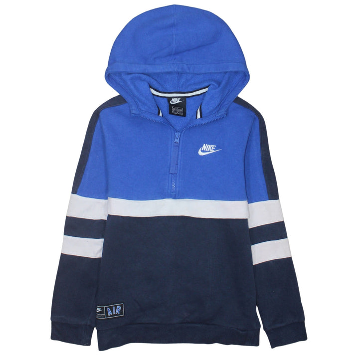 Nike Boys Blue Colourblock 1/4 Zip Hooded Sweatshirt 10-12 Years