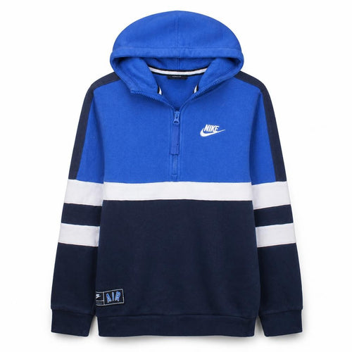 Nike Boys Blue Colourblock 1/4 Zip Hooded Sweatshirt 10-12 Years